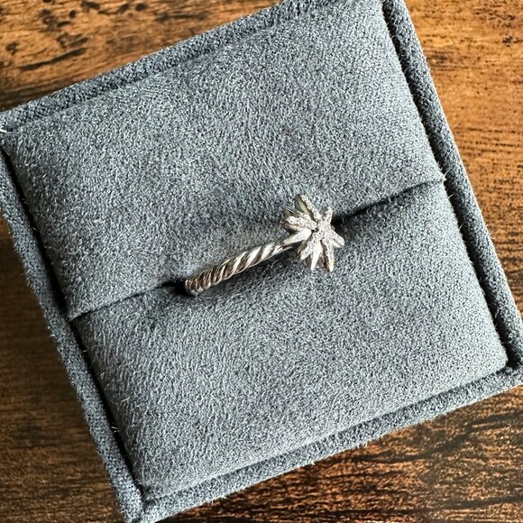 David Yurman Petite Starburst Ring in Sterling Silver w/ Diamonds - Size 5.5 - Picture 10 of 15